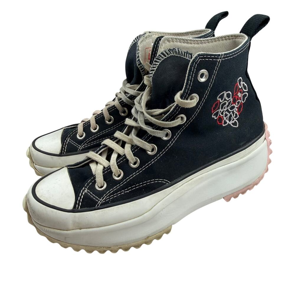 Converse Run Star Hike Hi Black Floral Embroidery Size 8 M 6.5 W